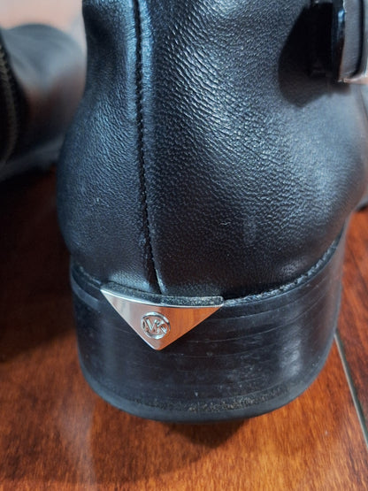 Michael Michael KORS Branson Stretch Leather Knee High Boots Black Size 10