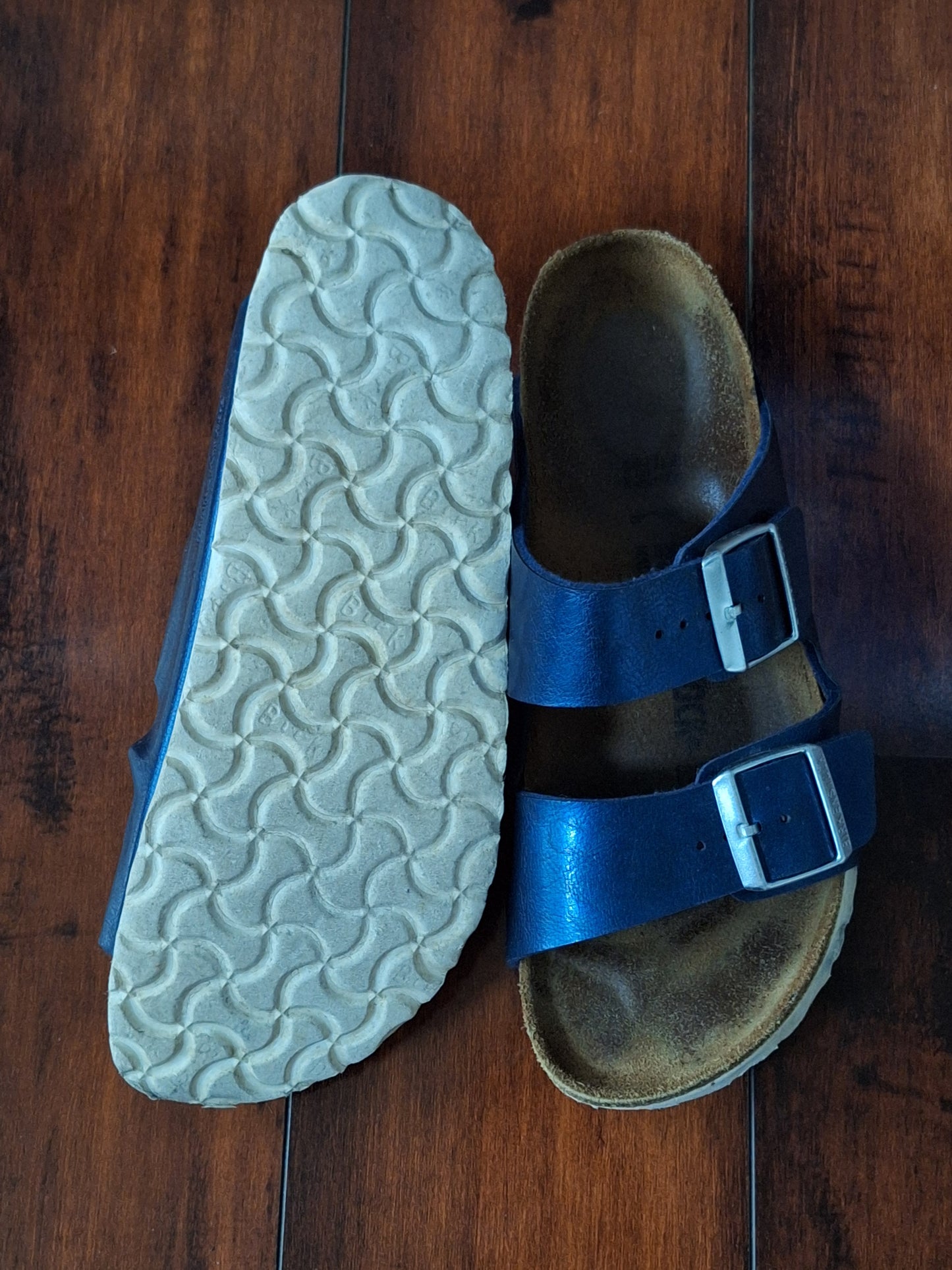 Birkenstock Arizona sandals in blue oiled leather, EU 39 W8