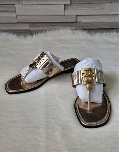 NWT Tory Burch Georgia Sandal Crinkle Metallic Sandals Size 7.5