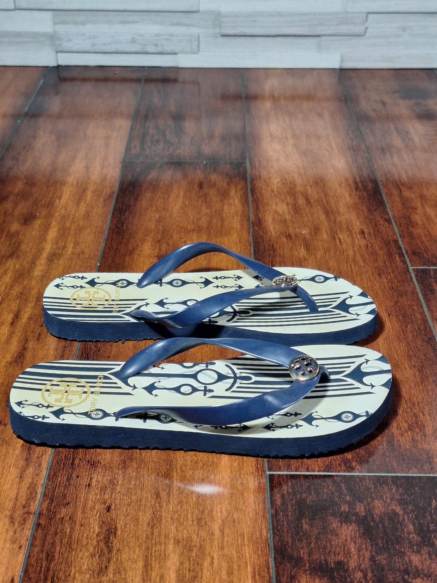 Tory Burch Flip Flop Navy Sea Size 8