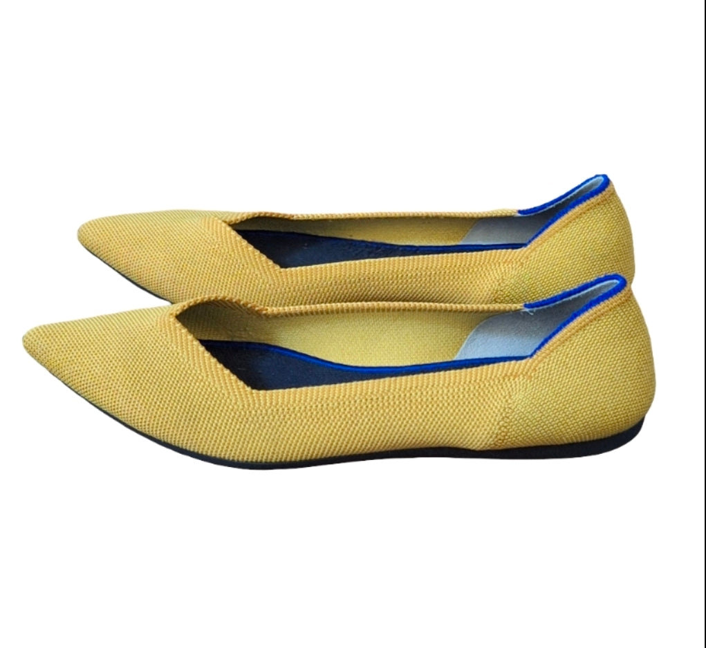 Rothy’s The Point Flats Ballet Marigold Yellow Blue Women’s Size US 10.5
