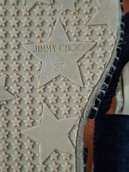 Jimmy Choo Espadrilles Black Suede Flats Dreya EU 37 US 7
