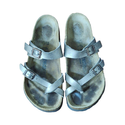 Birkenstock Mayari Leather Thong Sandals Bronze Metallic, Size 37 EU (US 6)