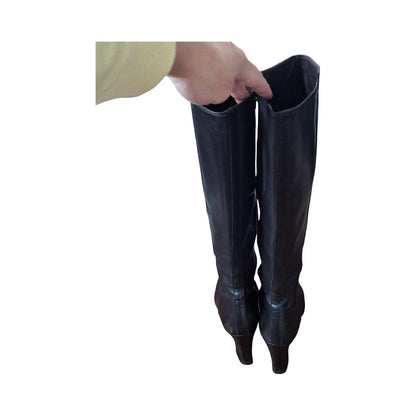 AGL Black Knee-High Leather Riding Boots, Size EU 39 US 8.5-9