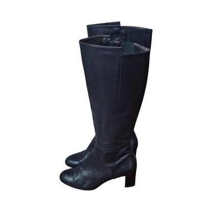 AGL Black Knee-High Leather Riding Boots, Size EU 39 US 8.5-9