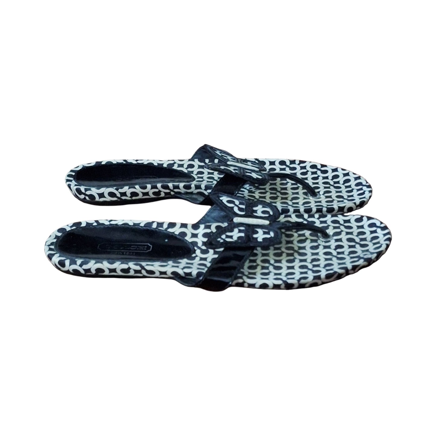 Black and White Coach Petra Butterfly Thong Sandals Size 9B