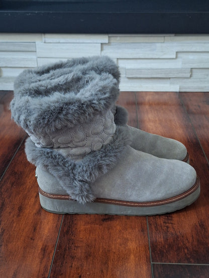 COACH IZZIE BOOT Size 8.5 B - Heather Grey - Style FG4597 in EUC - MSRP $378