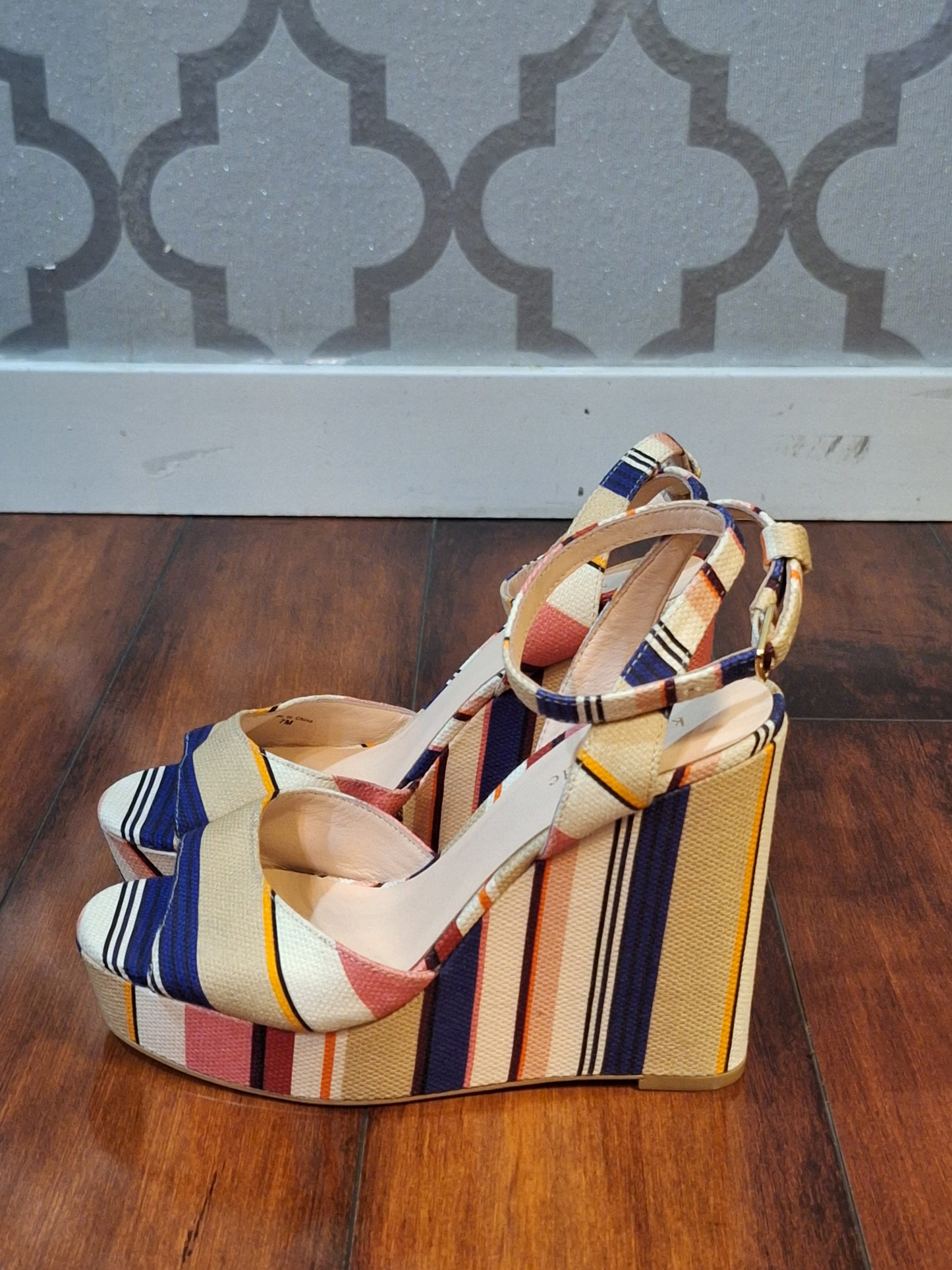 Kate Spade Stripe Dellie Derby Derbyshire Wedges Size 7