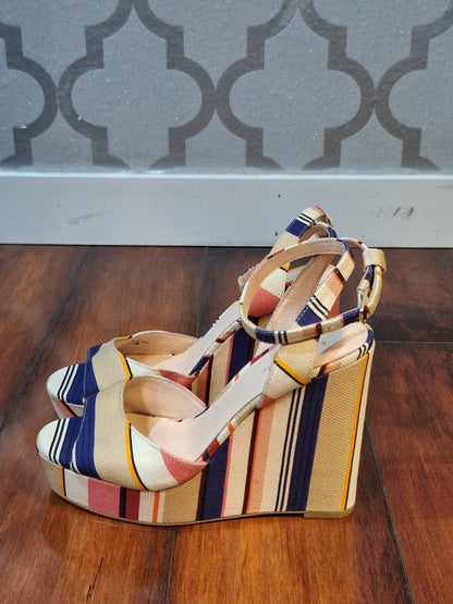 Kate Spade Stripe Dellie Derby Derbyshire Wedges Size 7