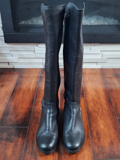 Michael Michael KORS Branson Stretch Leather Knee High Boots Black Size 10