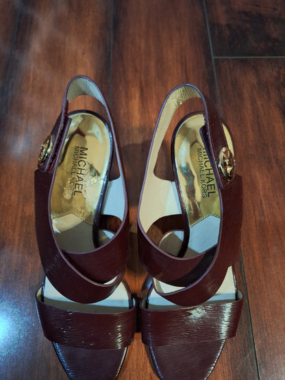 Michael Kors Burgundy Red Heels with Peep-Toe and Slingback Size 8
