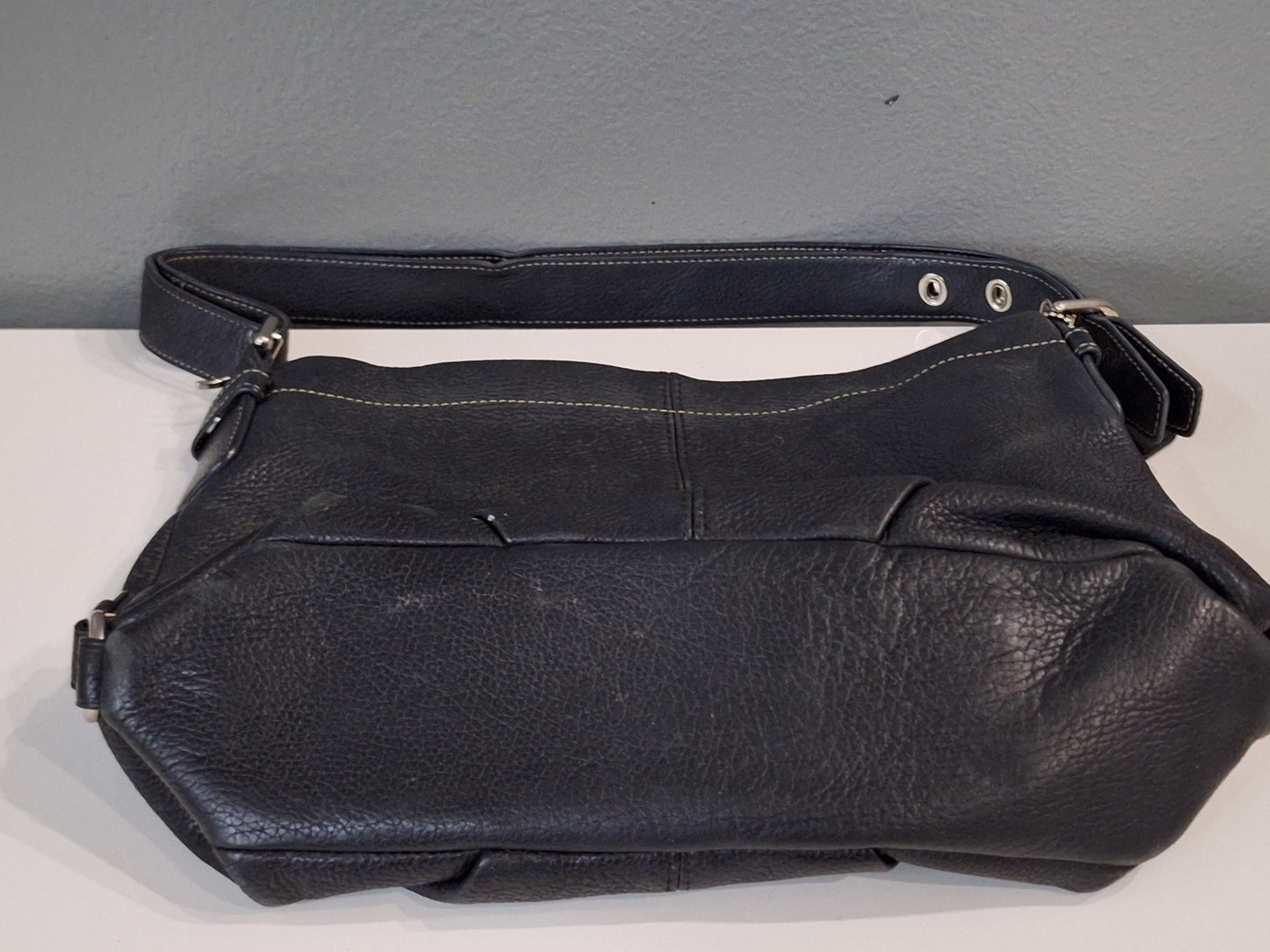 COACH F15064 Pebble Leather F15064 Black  Shoulder Or Crossbody Bag Y2K Boho