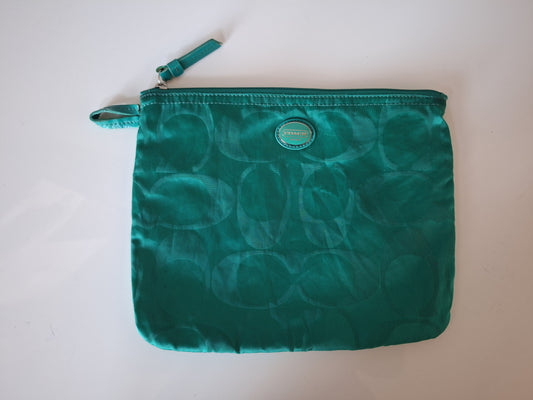 Coach Getaway Signature Nylon Cosmetic Pouch Teal/Green
