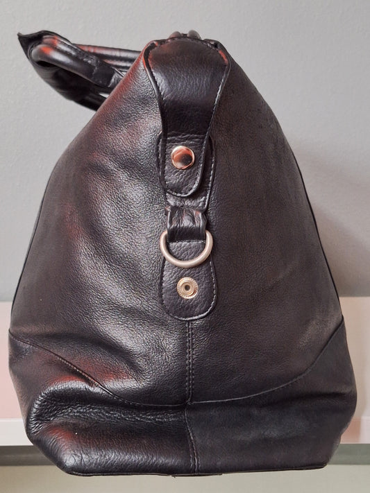 Black Latico Carriage Leather Duffle Bag