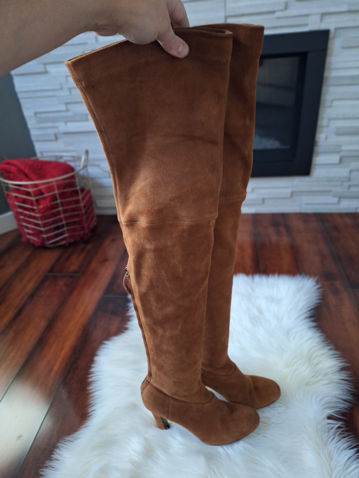 Alberta Ferretti Tan Suede Thigh Height Boots Size EU 40.5 US 9.5