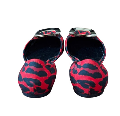 Roger Vivier Trompette D'Orsay Flat Red and black leopard print SZ EU 39 US 8.5