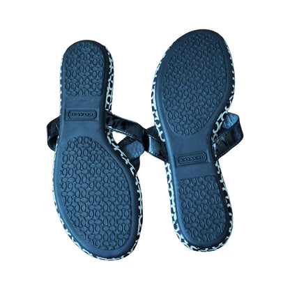 Black and White Coach Petra Butterfly Thong Sandals Size 9B
