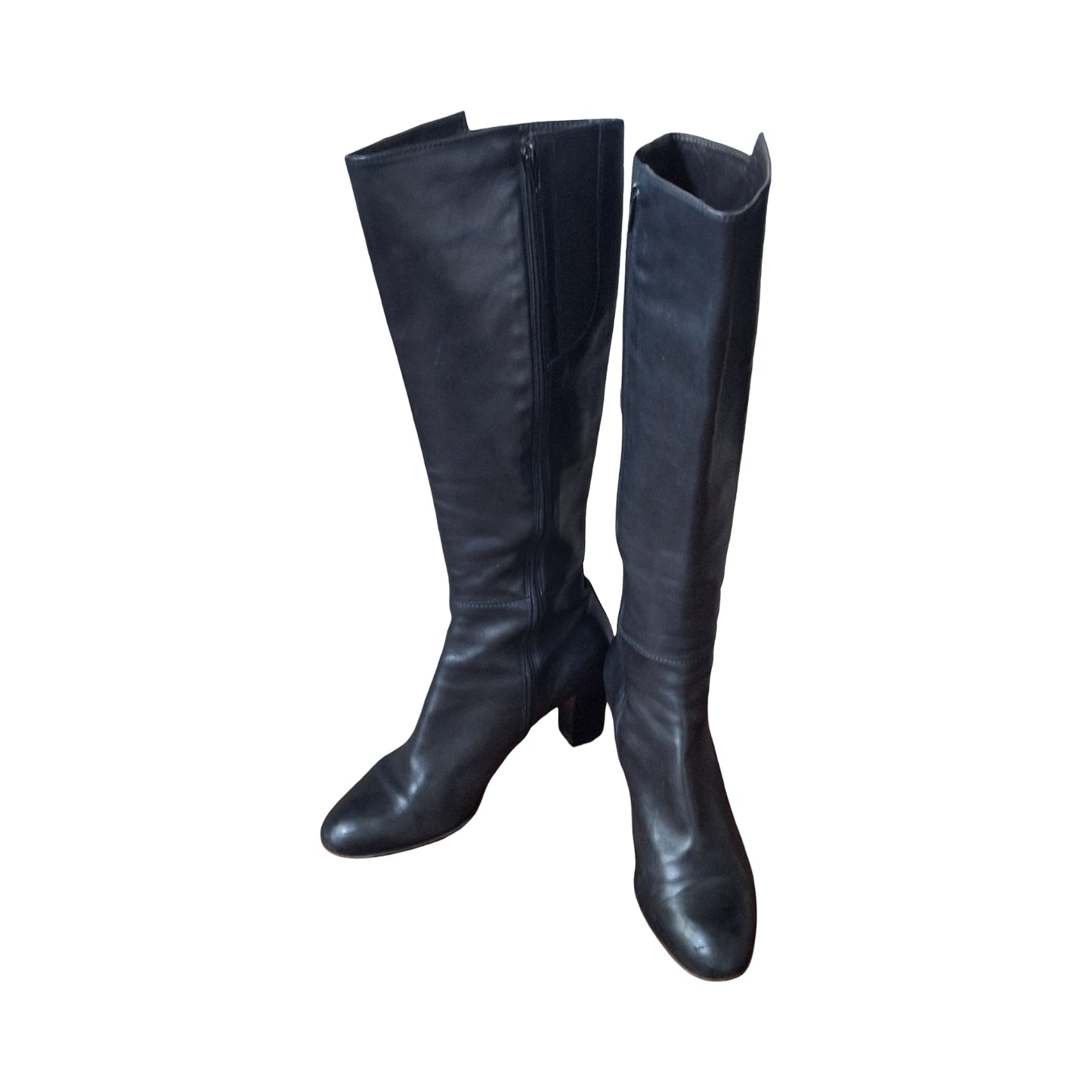 AGL Black Knee-High Leather Riding Boots, Size EU 39 US 8.5-9