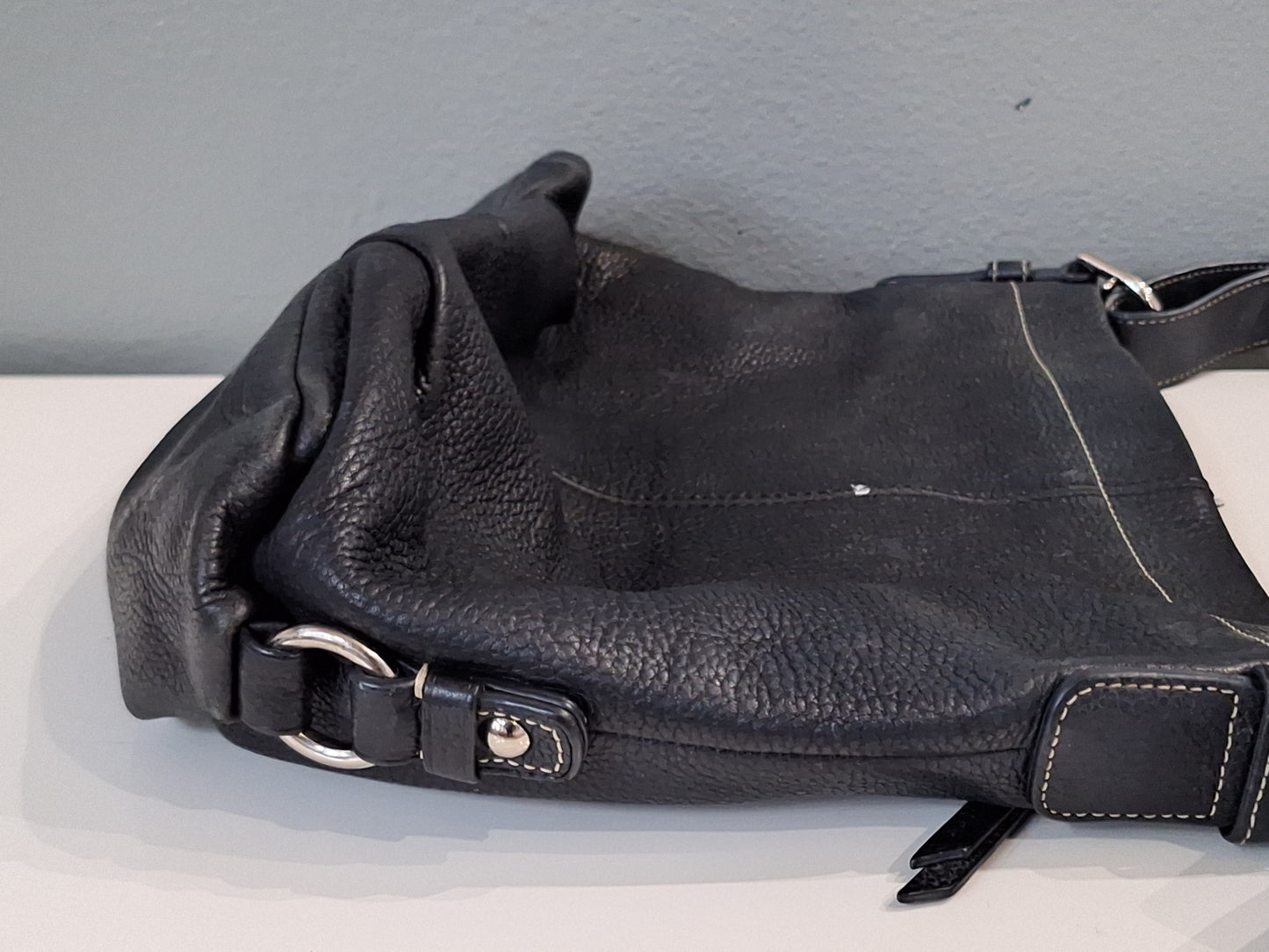 COACH F15064 Pebble Leather F15064 Black  Shoulder Or Crossbody Bag Y2K Boho