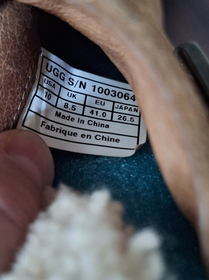 UGG Australia Brown Chestnut Suede Shearling Fur Anais Wedge Bootie US 10 M