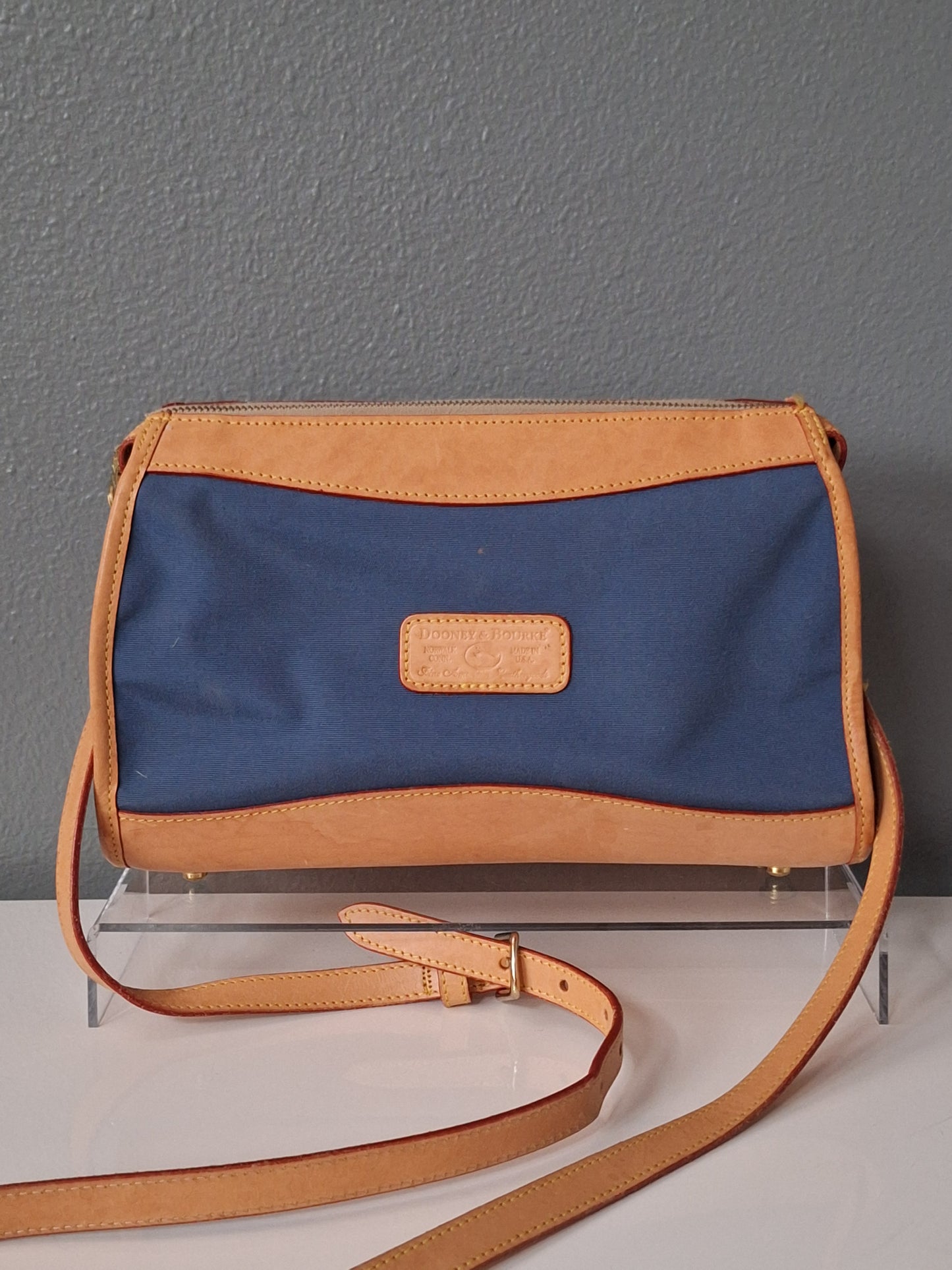 Vintage Dooney & Bourke Canvas And Leather Letter Carrier Crossbody