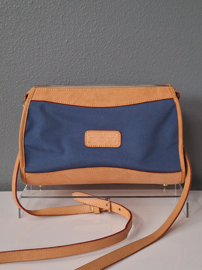 Vintage Dooney & Bourke Canvas And Leather Letter Carrier Crossbody
