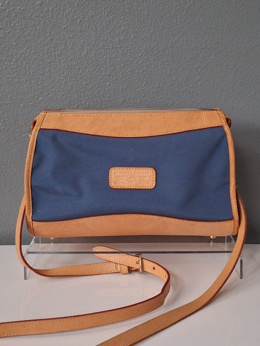 Vintage Dooney & Bourke Canvas And Leather Letter Carrier Crossbody