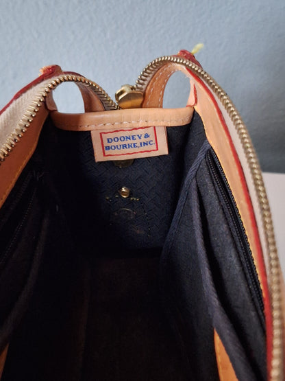 Vintage Dooney & Bourke Canvas And Leather Letter Carrier Crossbody