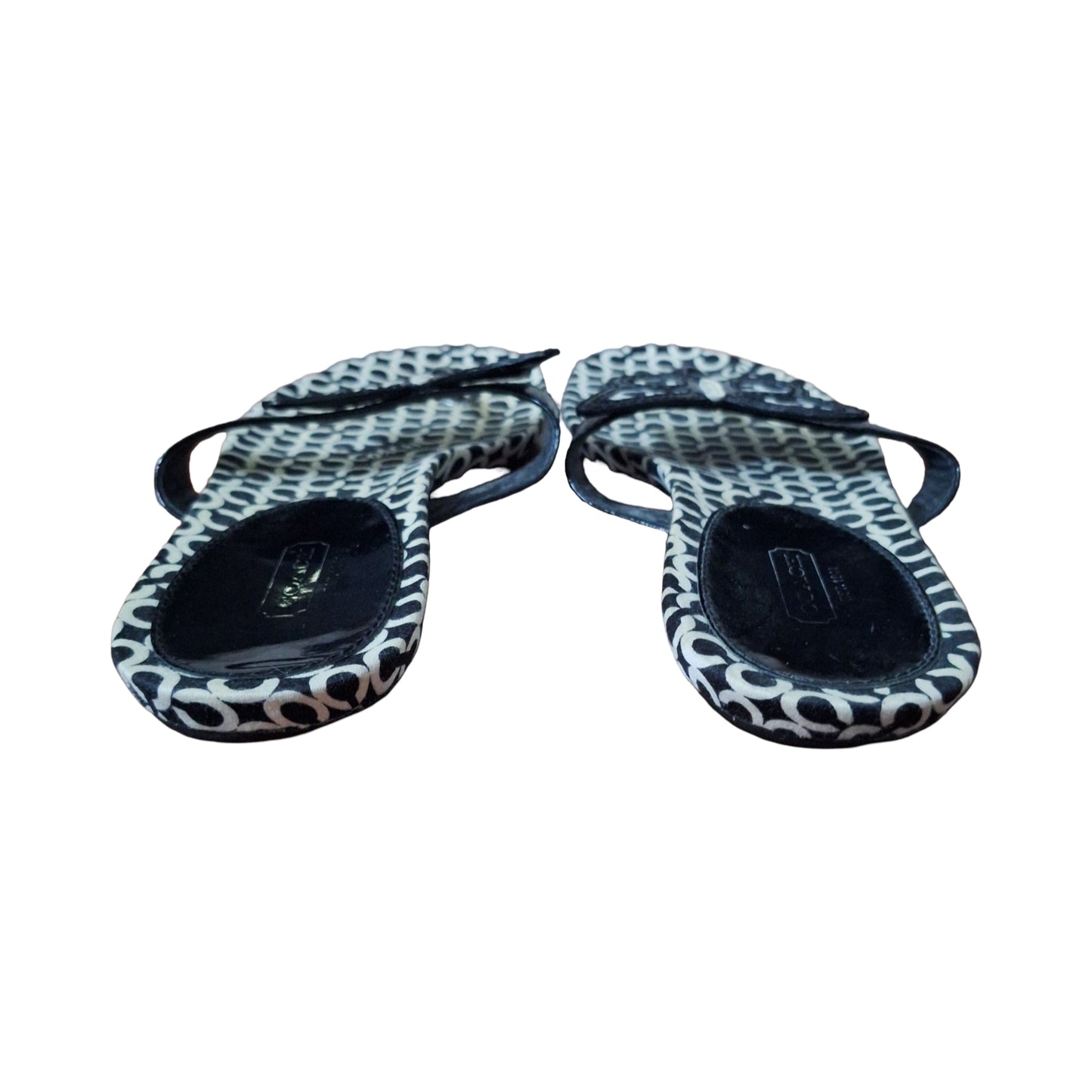 Black and White Coach Petra Butterfly Thong Sandals Size 9B