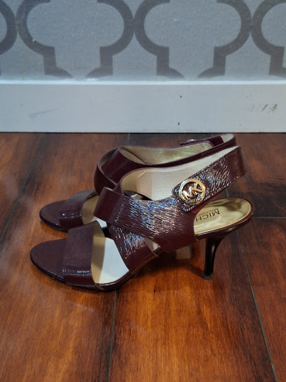 Michael Kors Burgundy Red Heels with Peep-Toe and Slingback Size 8