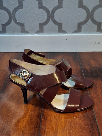 Michael Kors Burgundy Red Heels with Peep-Toe and Slingback Size 8
