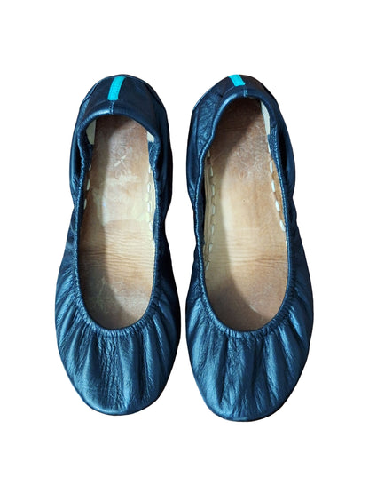 Women's Matte Black Tieks Leather Ballet Flats Size 8