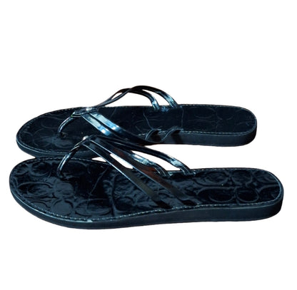 COACH Juney Rubber Thong Flip Flop Black Sandal Size 10
