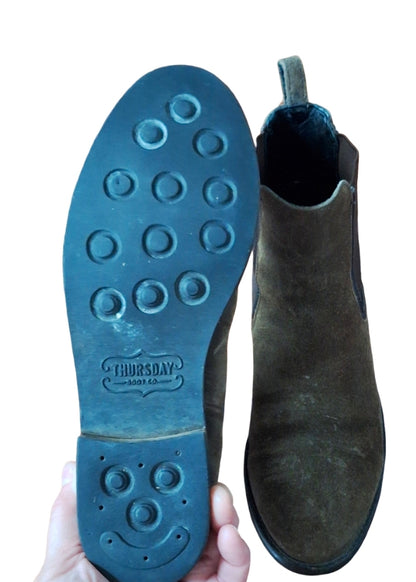 THURSDAY BOOT Suede Leather  Duchess Chelsea Brown Women's Sz 7.5