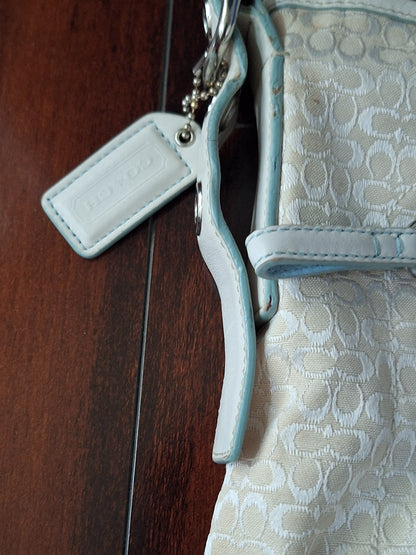 Vintage COACH White Floral Bee Duffle Crossbody Shoulder Bag F10871