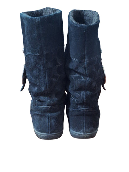 Coach Meyer Black Suede Shearling Signature C Boots size 7.5