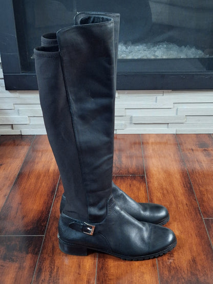 Michael Michael KORS Branson Stretch Leather Knee High Boots Black Size 10