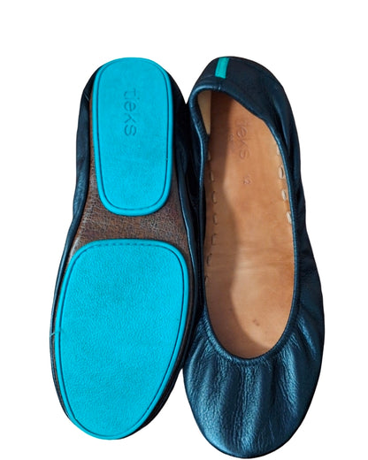 Women's Matte Black Tieks Leather Ballet Flats Size 12