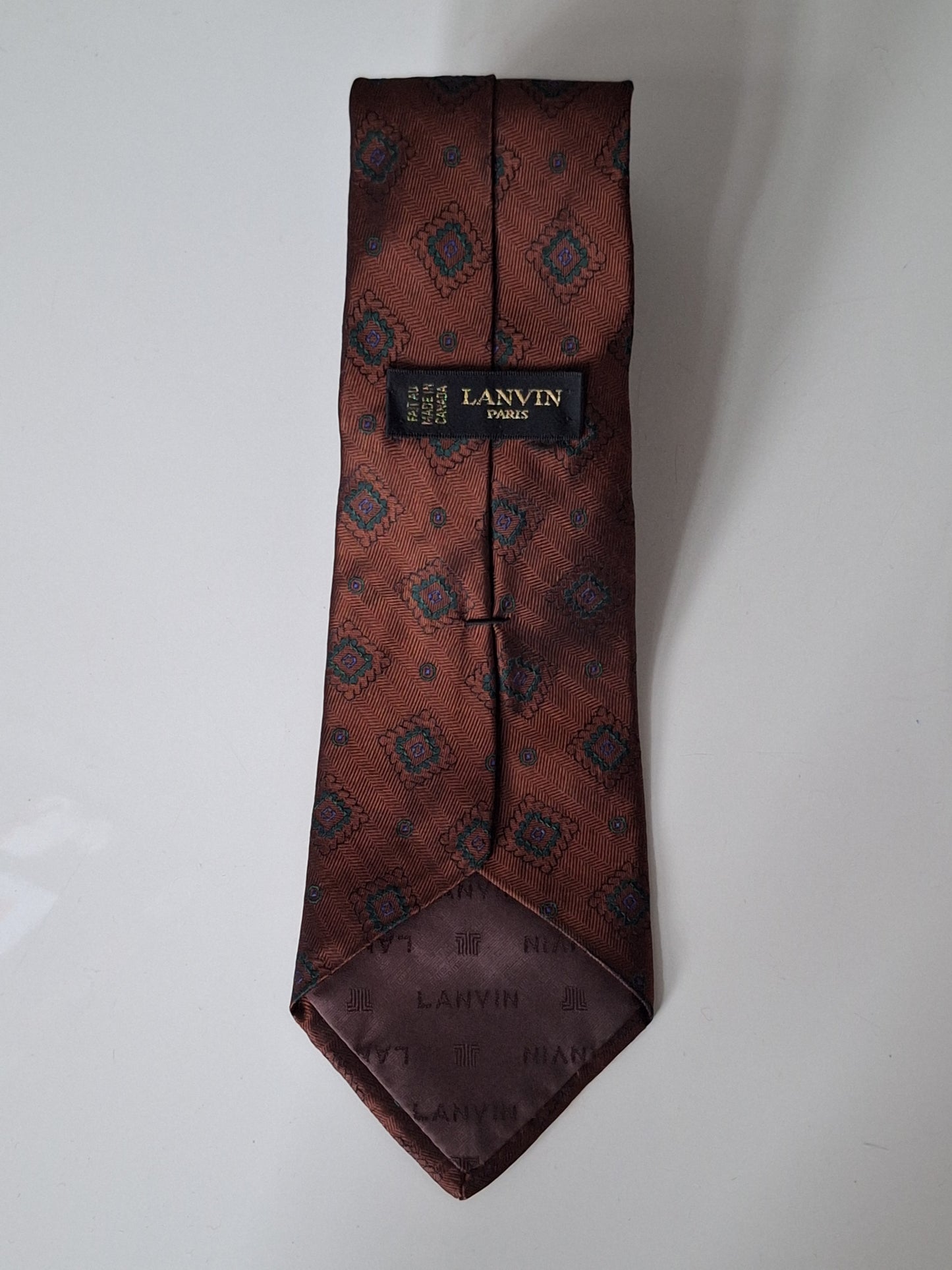 Men's Brown Geometric Lanvin Paris Tie