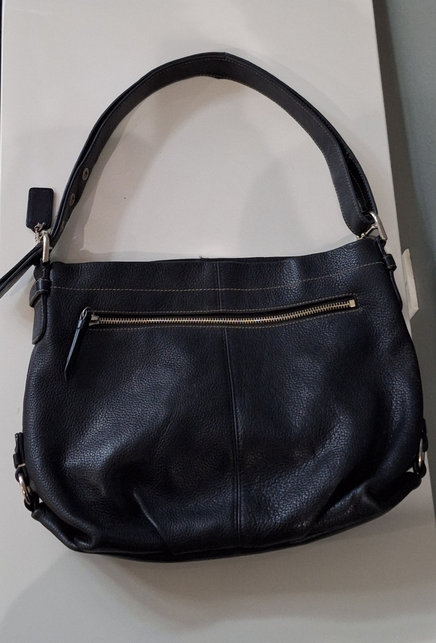 COACH F15064 Pebble Leather F15064 Black  Shoulder Or Crossbody Bag Y2K Boho