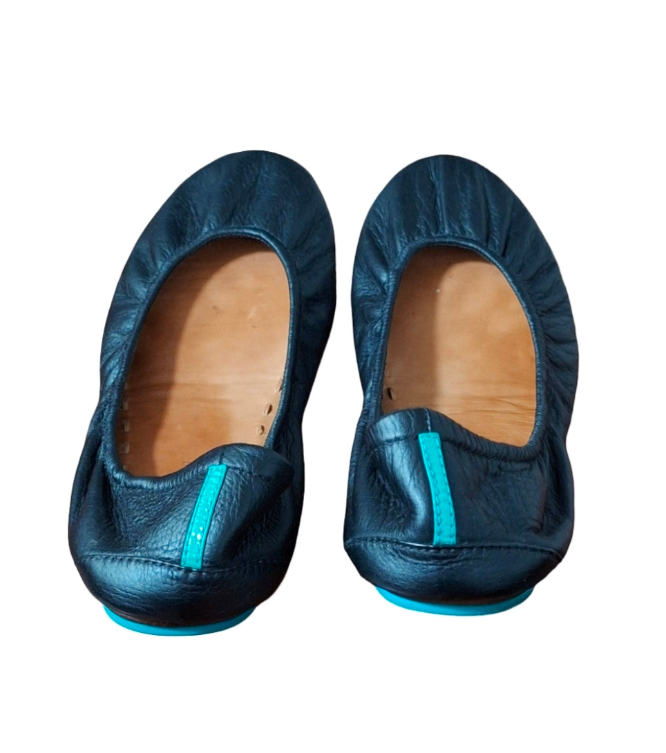 Women's Matte Black Tieks Leather Ballet Flats Size 12